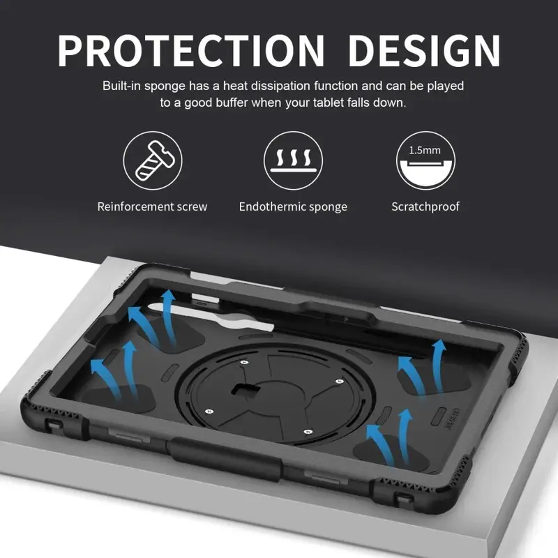 Case For Samsung Tab S9 FE 10.9 S7 S8 11 inch 2025 2023 2022 2020 T870 T875 X700 X706 X710 X716 X510 X516 Casing Heavy Duty Rugged Armor Shockproof Cover Pelindung Kesing Robot Stand Standing Rotate Rotating Penutup Silikon 2