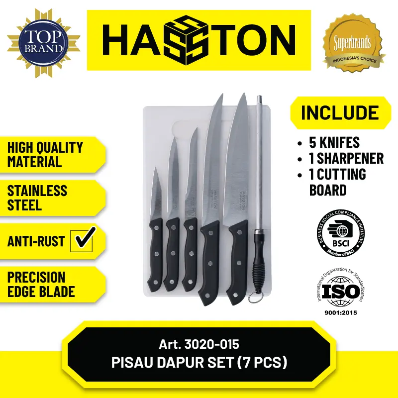 Hasston Pisau Dapur + Pengasah 7pcs (3020-015)