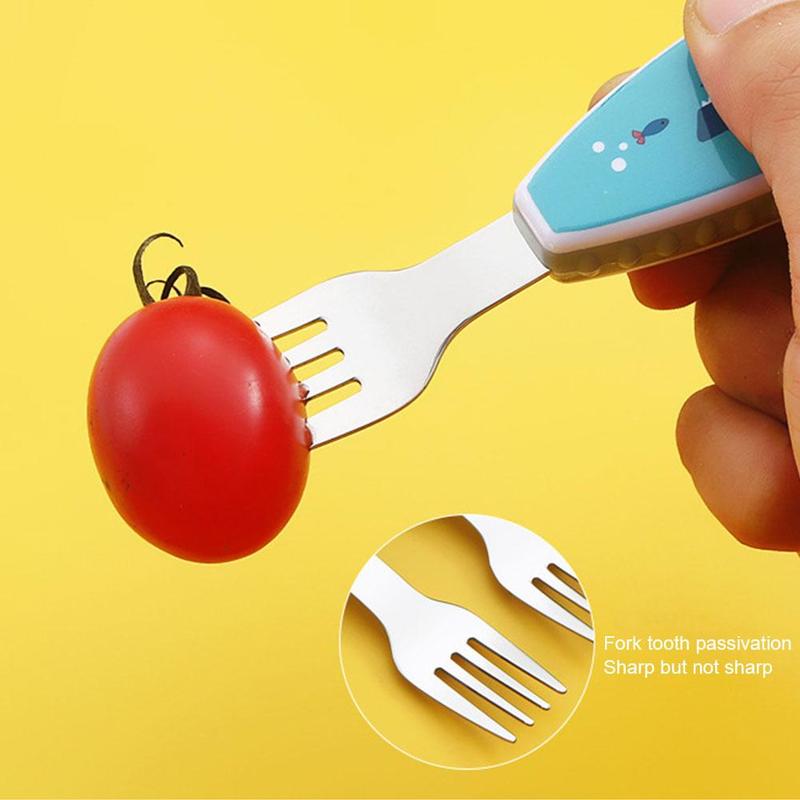 Product Introduction of 1 Set Cute Tableware Food Training Spoon Dessert Spoon For Children Feeding Spoon Fork Baby U0F6 22