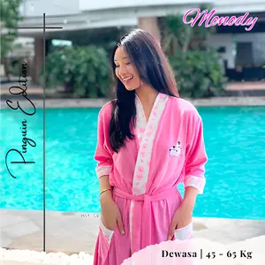 Handuk Kimono Dewasa 45 - 65 kg / Motif Pinguin / Kimono Handuk Dewasa / Jubah Mandi / Baju Mandi Wanita