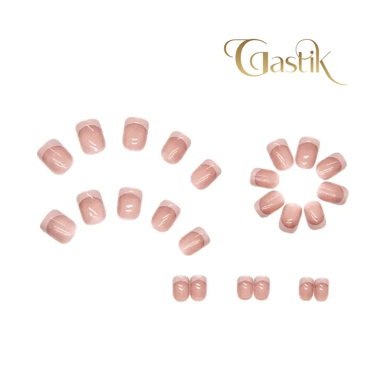 M-G169 French kotak Pendek Kuku Palsu / Fake Nail Free Lem Gel/Jelly dan Sticker Lucu 3