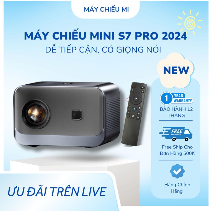 Máy Chiếu Xem Phim S7 PRO HD 2024 Giọng Nói Chuột Bay - Hệ Điều Hành Android 12 Bluetooth Led Projector