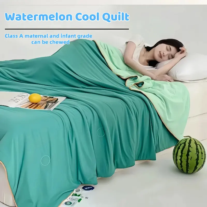 Cooling Summer Blanket Ice Silk Lightweight Quilt Air Condition Comforter Bed Double Side Cold Fabric