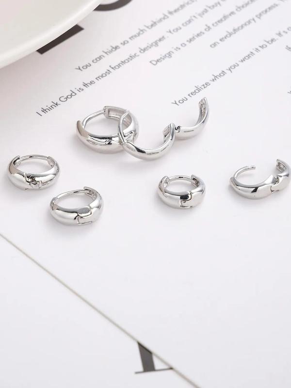 Women's Elegant Trendy Geometric Design Hoop Earrings, Simple Style Plain Color Hoop Earrings for Party, Exquisite Jewelry for Birthday Gifts 2