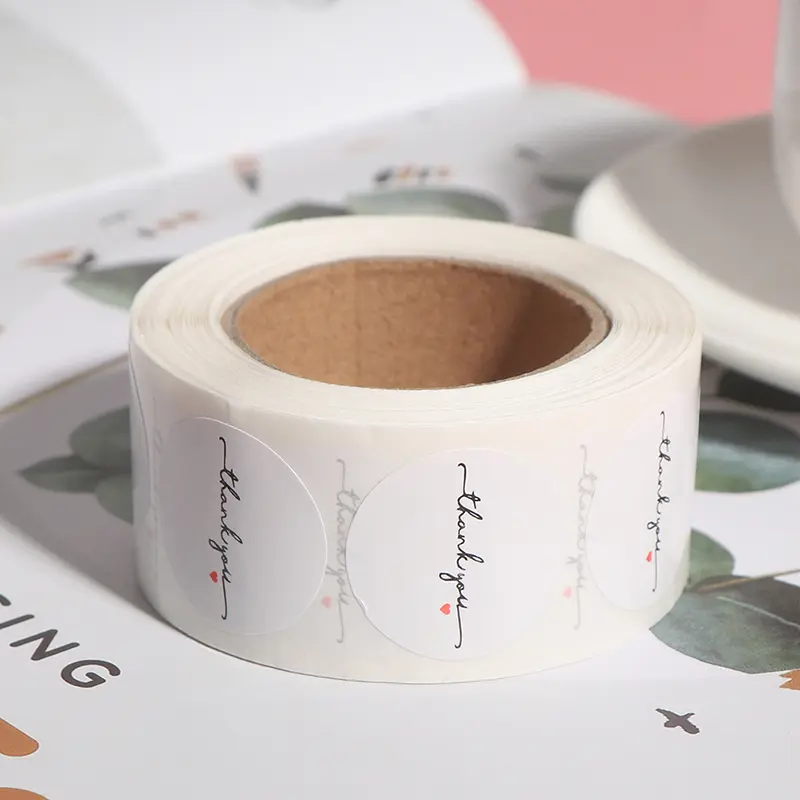 [XKQ]500pcs/roll Round White paper label sticker thank you sticker scrapbook 1 inch
