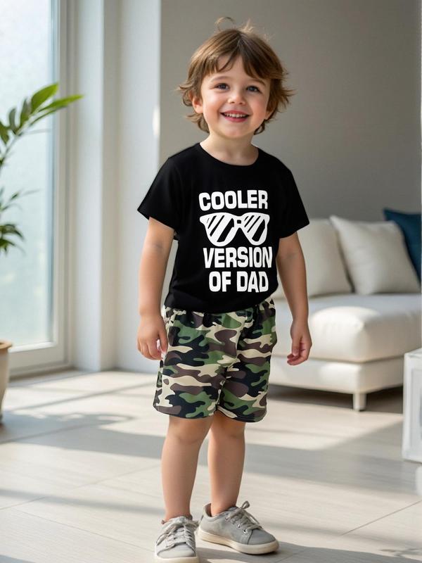 Two-piece Set Toddler Boy's Letter Print Short Sleeve Tee & Camo  Print Shorts, Casual Round Neck T-shirt & Shorts, Summer Clothes for Kids 4