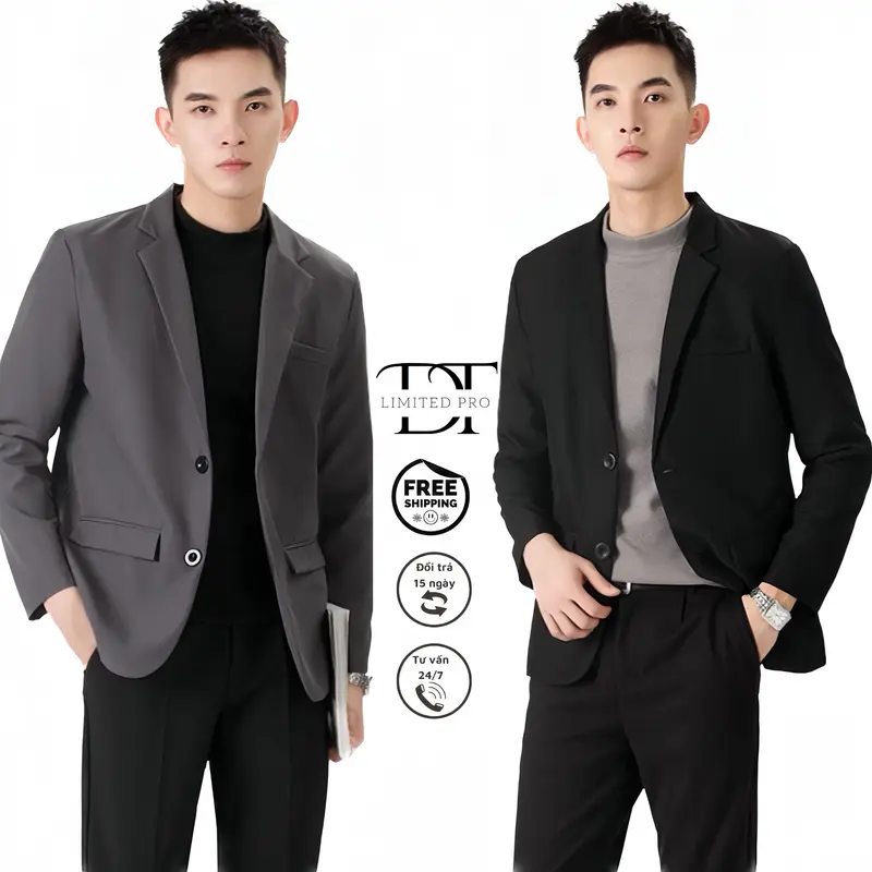 Áo khoác Blazer 2 khuy Form rộng 2 lớp thoáng khi đứng form hàn quốc DT Limited Menswear Nam 0