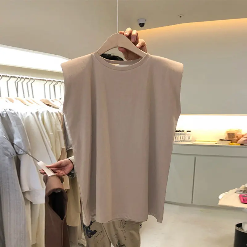 Women's Sleeveless T-shirt Trendy 2024 Summer New Korean Loose Versatile Student Top Solid Color Vest Women's Clothing Wholesale