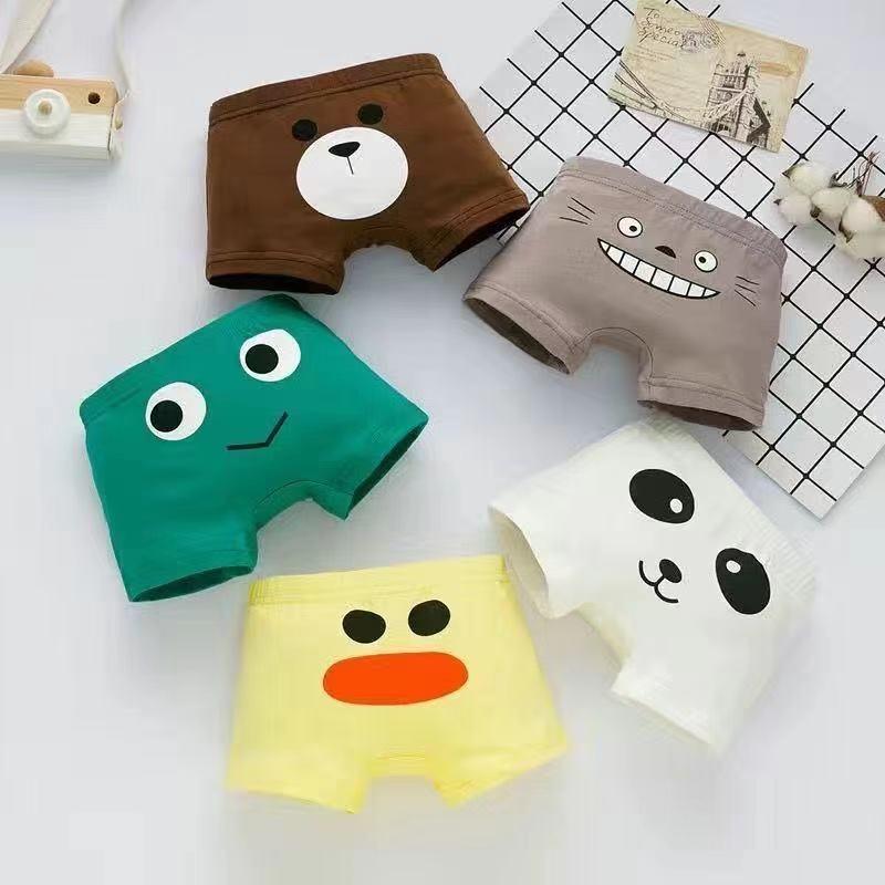 Đồ Lót Cotton Nguyên Chất, Cấp A, Dành Cho Trẻ Em, Quần Boxer Bé Trai Cao Cấp, Quần Đùi Bốn Góc Hoạt Hình Mặt Cười Cho Trẻ Mới Biết Đi Và Trẻ Em, 3 Chiếc 6