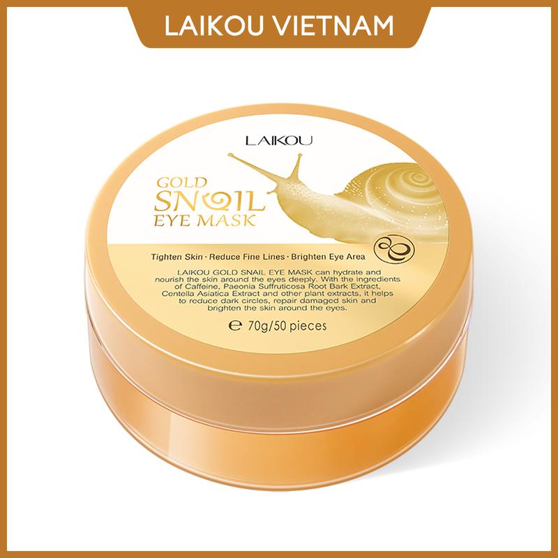  Mặt nạ mắt ốc sên vàng LAIKOU gold snail eye mask giúp giảm quầng thâm bọng mắt hộp 70g 50 miếng Nữ Women Dưỡng Mắt Dưỡng Ẩm Da Skincare 