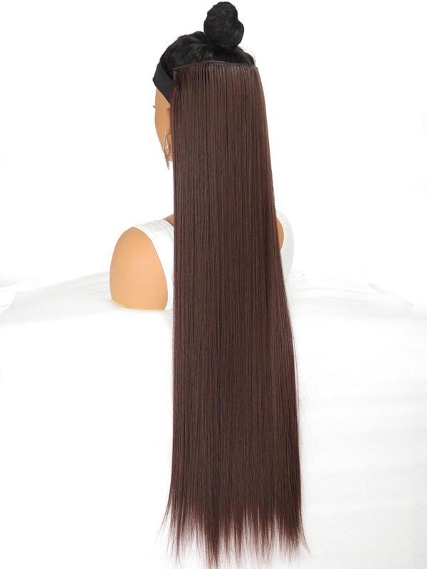 Natural Straight Hair Extension, Long Straight Synthetic Clip-in Hair Extensions, Heat Resistant Synthetic Hair Extension for Women 3