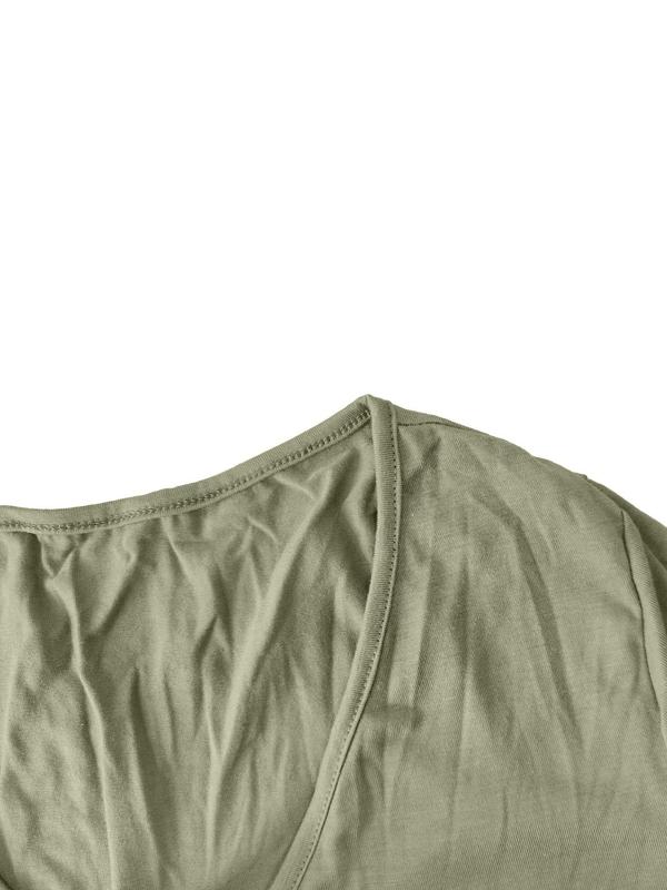 Women's Plain Split Thigh V Neck Wrap Dress, Casual Short Sleeve Dress for Summer, Women's Clothing for Daily Wear 8
