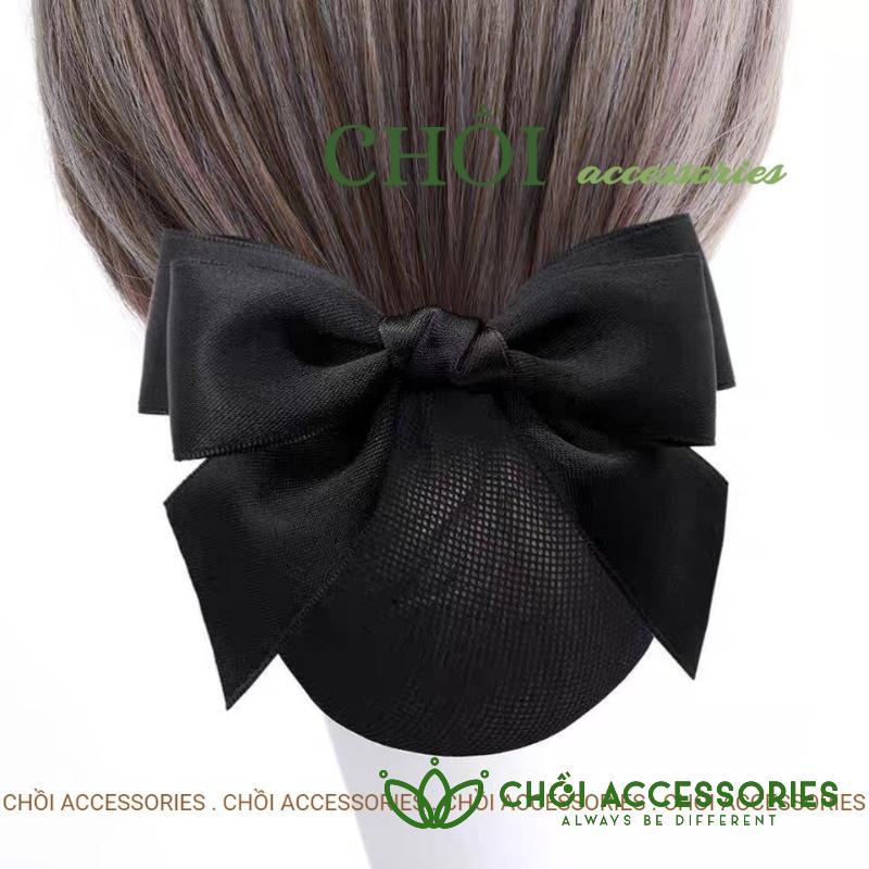 Cặp tóc tiếp viên , nơ cài tóc có kèm chụp lưới búi tóc công sở thanh lịch - Y094