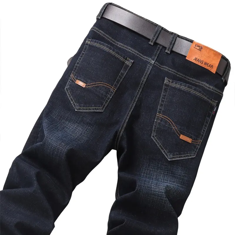 Quần Dài Jean Nam, Phong Cách Hàn Quốc, Cắt Thẳng, Ngoại Cỡ, Công Sở, Co Giãn, Thường Ngày, Quần Denim Xintang