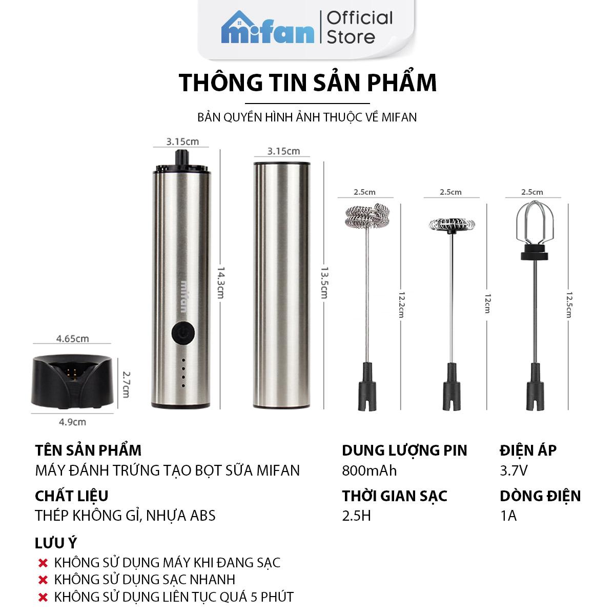Máy Đánh Bọt Cà Phê Microfoam Mifan MF1501G - 3 Đầu Đa Năng, Thép không gỉ, Đế sạc USB tiện lợi - Hàng Chính Hãng Máy Đánh Bọt Cà Phê Microfoam Mifan MF1501G - 3 Đầu Đa Năng, Thép không gỉ, Đế sạc USB tiện lợi - Hàng Chính Hãng
