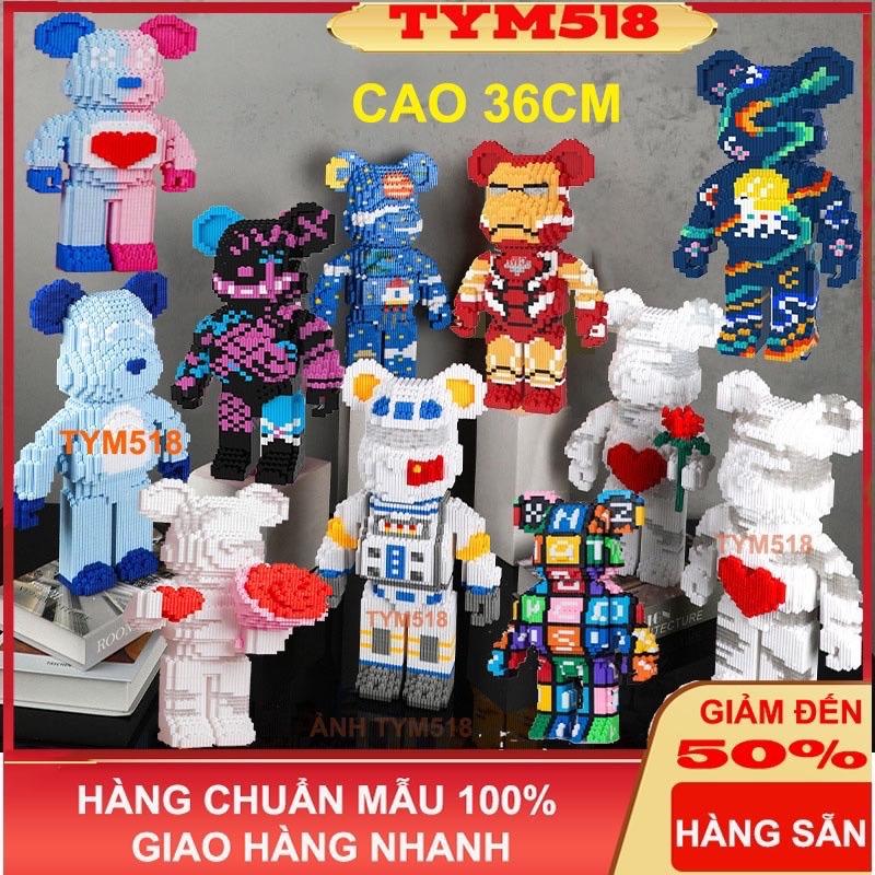 xếp hình le.go Gấu Bearbrick 36cm jinx iron man phi hành gia Đô chơi lắp ráp mô hình cỡ lớn bear brick nanoblocks nano 3d Chuẩn Mẫu