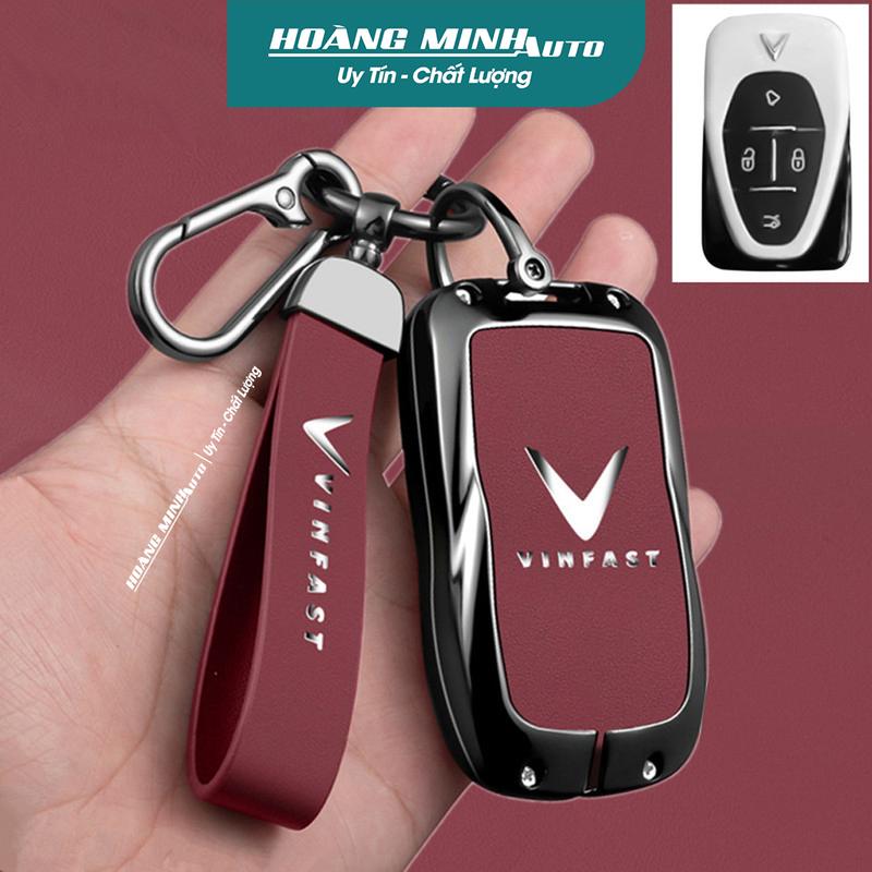 Ốp chìa khóa xe Vinfast VF5,Limo Green VF6 VF7 VF8 VF9 Phối Da PU Sang Trong. Bọc Chìa Khóa Hợp Kim Cao Cấp Móc Khoá