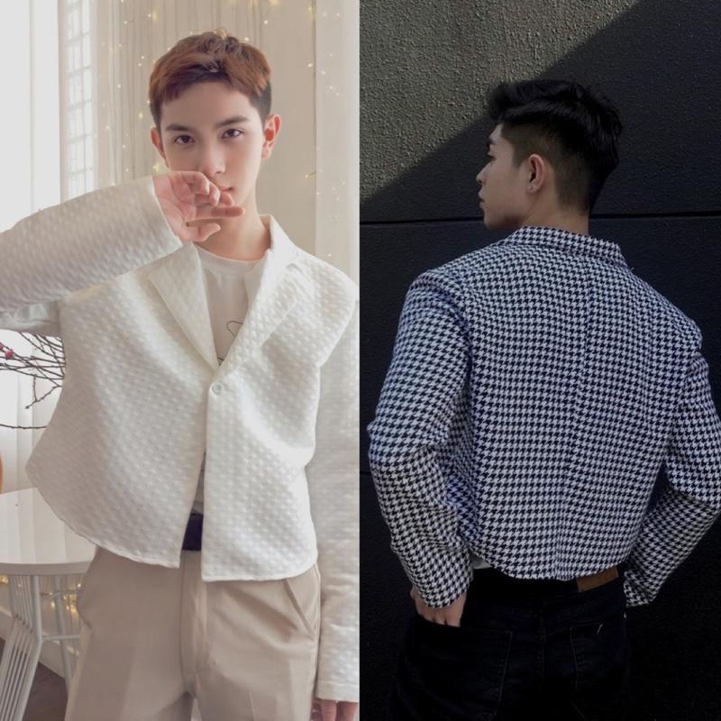 Áo Khoác Blazer Crop Top Nam Nữ Unisex Chất Tweed Dạ Premium Hàng Thiết Kế Mr Smile 99 Shop SM069 Menswear Jacket