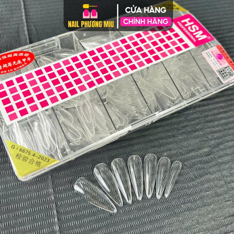 Móng Up Tay HSM VINIMAY Nhọn Trong Trơn (Không Nhám), Nhọn Trong Nhám, Nhọn Đục Chính Hãng Hộp 500 Móng Đủ Size Siêu Mỏng Dẻo Làm Nail giả dài , Úp Tệp Móng Chuẩn Form Siêu Xinh Nữ Women