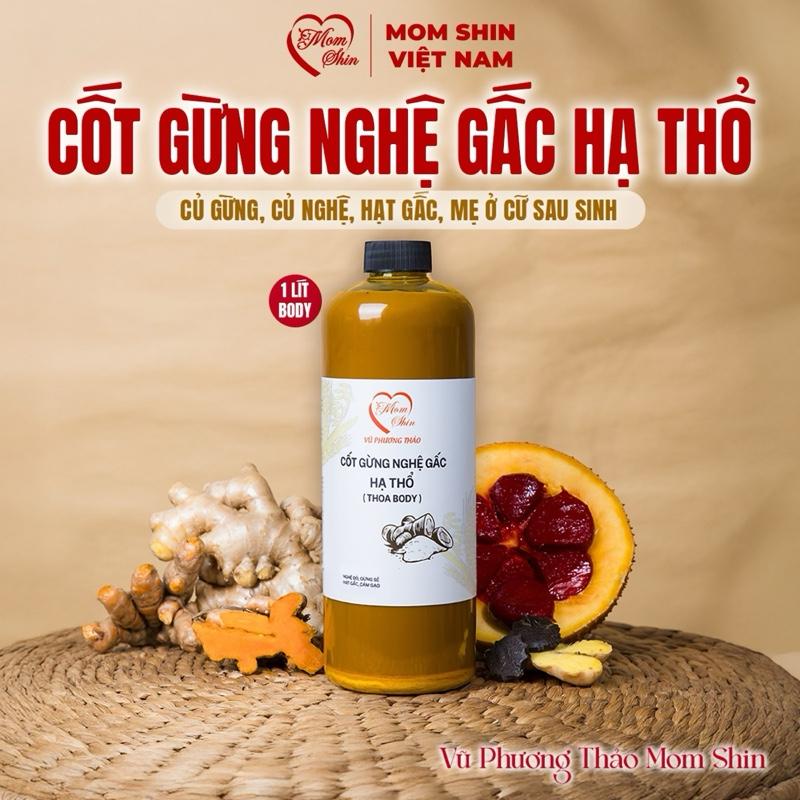 Cốt Gừng Nghệ Gấc Hạ Thổ Thoa BODY MOM SHIN, Chai 1000ml (1 lít), Hỗ Trợ Chăm Sóc Da Cho Mẹ Sau Sinh Ở Cữ Hiện Đại 4.0, Làm Đẹp Da, Nữ, Women, Shop Mẹ Shin Min Gin, Vũ Phương Thảo