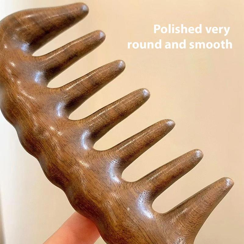 Product Introduction of Wooden Wide Tooth Hair Comb, 1 Count Scalp Massage Comb, Curly Hair Detangling & Styling Tool, Hairdressing Comb for Women and Men 9