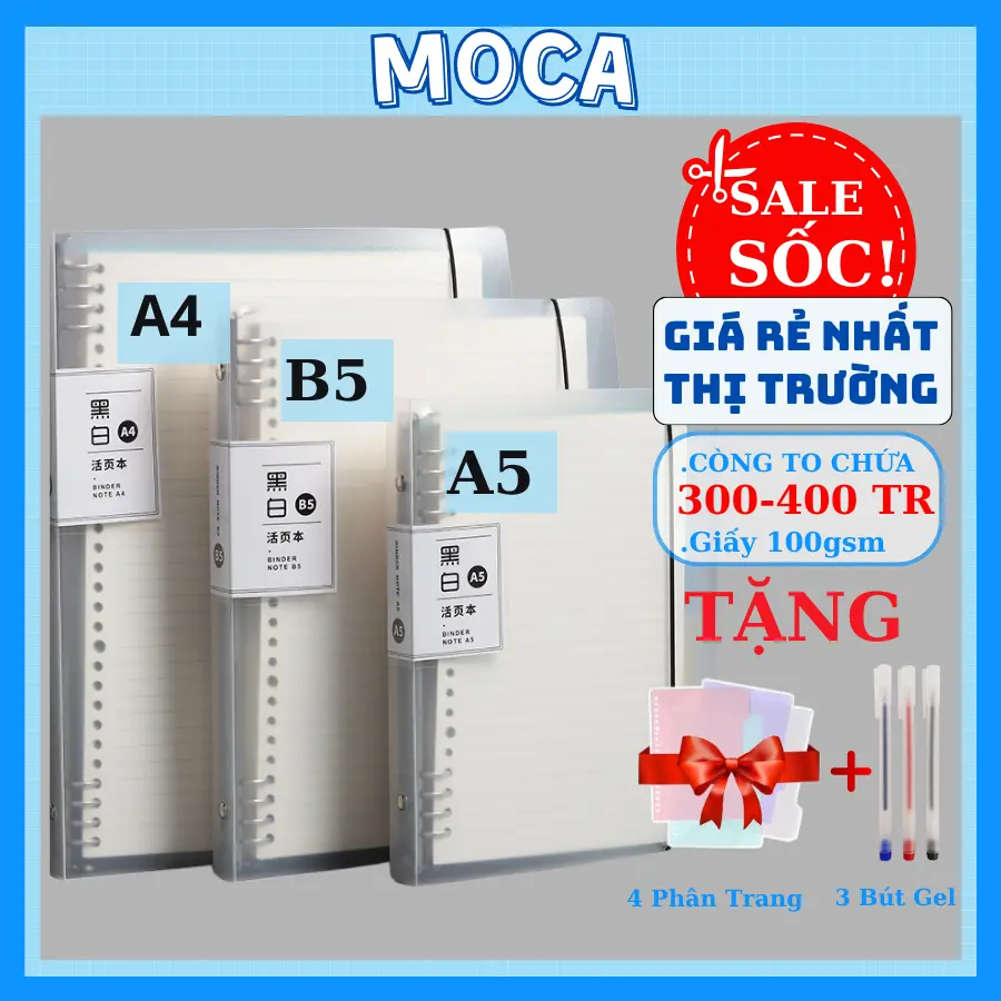Sổ còng MOCA bìa sổ còng A4 A5 B5 binder còng sắt 8 20 26 30 còng làm sổ tay sổ ghi chép take notes