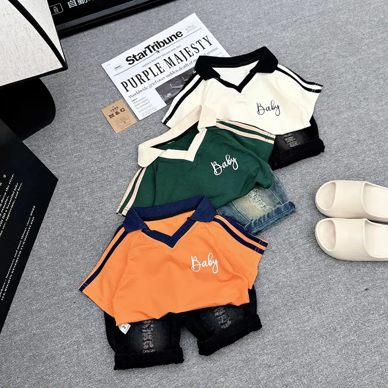 SALE SET ÁO CỔ BẺ KÈM QUẦN JEAN BÉ TRAI SIÊU ĐẸP 8-26KG(BABY) 0