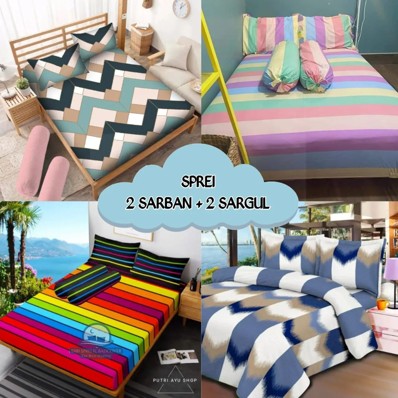 `SPREI AESTHETIC 2 SARBAN + 2 SARGUL MOTIF TERBARU ANTI LUNTUR BAHAN KATUN LEMBUT