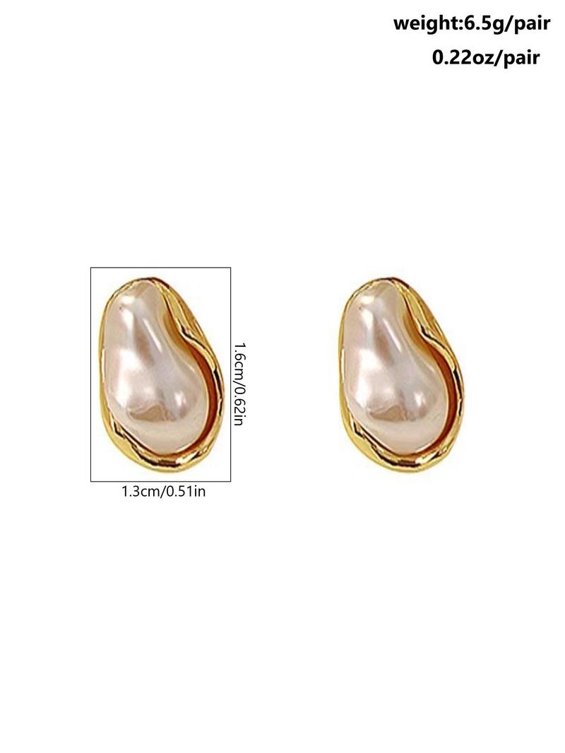 Product Introduction of Faux Pearl Decor Stud Earrings, Fashionable Jewelry for Women, Trendy All-match & Exquisite Jewelry for Birthday Gift 1
