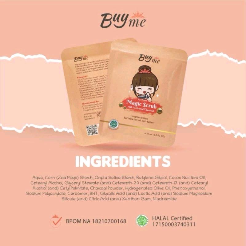 BUYME MAGIC SCRUB CHARCOAL SCRUB BUYME SACHET Mencerahkan 1
