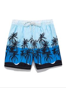 Men's Regular Fit All Over Palm Tree Print Sports Shorts, Casual Comfy Breathable Beach Shorts for Summer, Men's Bottoms for Vacation Holiday Beach