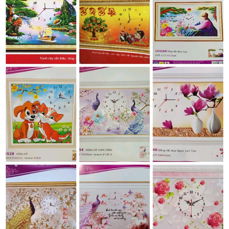 TRANH THÊU CHỮ THẬP ĐỒNG HỒ CÁC MẪU