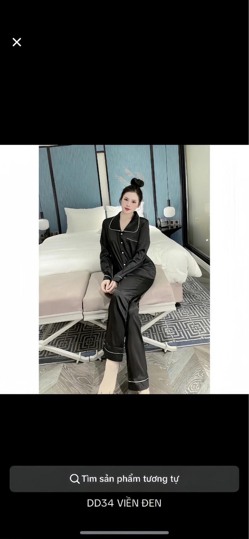 Product Introduction of Bộ đồ nữ pijama chất lụa xước trơn cổ sen tay dài quần dài Nhung 2