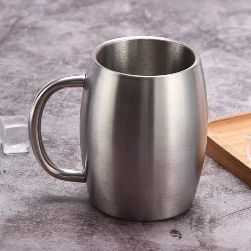 Cốc Bia Bằng Thép Không Gỉ, Cầm Tay, Cách Nhiệt Hai Lớp, Nhẹ, Cốc Giữ Nhiệt, Dung Tích 420ml, Cốc Cà Phê Có Tay Cầm 1