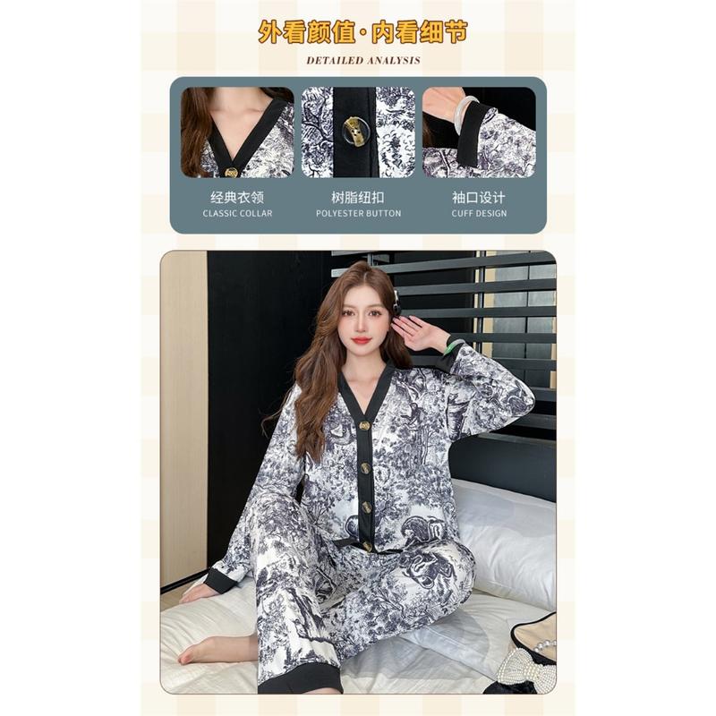 MELAR Piyama Jumbo Piyama Wanita Lengan Panjang Celana Panjang 4XL-6XL XXXXXXL Pajamas Elegan 2