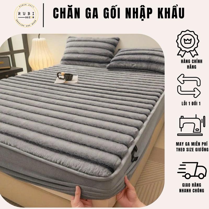 Ga gối nỉ lông hồ ly 3 món mềm mại ấm áp giữ nhiệt nhiều màu 3 size M6, M8, 2M Rubi decor 0