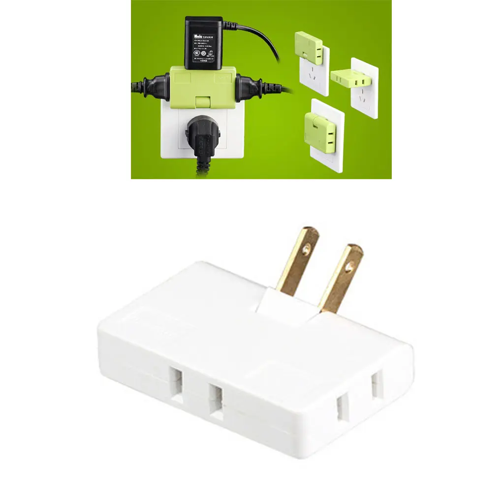 2-prong Rotatable Socket Converter US Plug Socket Indoor Wall Tap Power Outlet