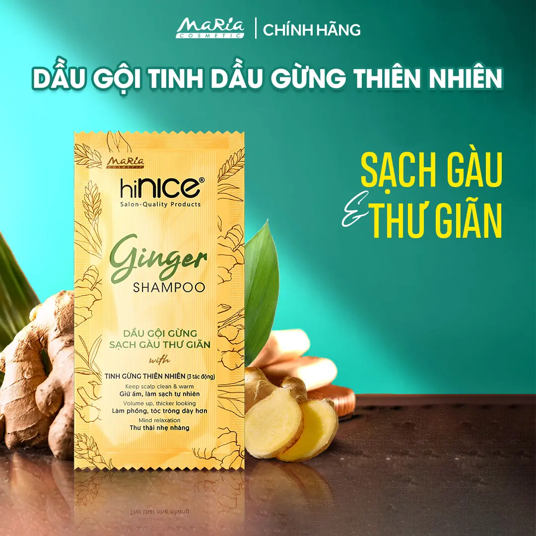 Dây Dầu Gội Tinh Dầu Gừng Thiên Nhiên hiNICE Ginger Shampoo Hỗ Trợ Giữ Ẩm, Sạch Gàu Da Đầu