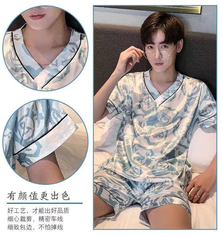 Product Introduction of Bộ Đồ Ngủ Nam Mùa hè, ngắn Tay, Giả Lụa, Lụa Lạnh Mỏng, Thường Ngày, Bộ Đồ Mặc Nhà Mùa Xuân Và Mùa Thu, Hàng Mới Về 2021, 2612 Đánh Giá Tích Cực 7