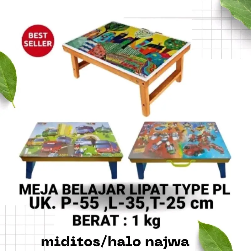 MEJA LIPAT KOPER ANAK MOTIF KARAKTER Furniture meja belajar anak lipat Kayu Plastik 1