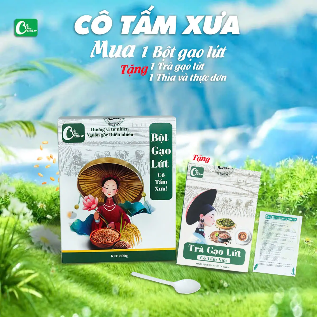 Bột Gạo Lứt Cô Tấm Xưa ( 1 hộp gồm 1 túi 800gr ) + [ Tặng 1 Hộp Trà 5 Túi Lọc ] Tri Ân 50 Bạn ĐẶT HÀNG SỚM NHẤT
