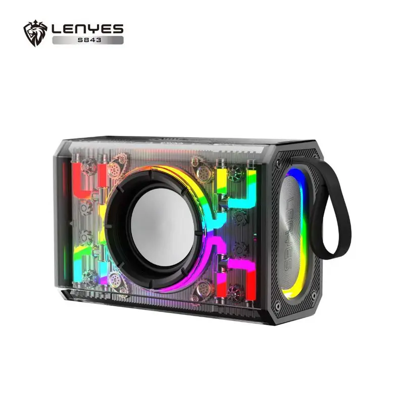LENYES Speaker Wireless S843 20W RGB Transparan V5.3 HiFi Bass Sound Tws Support FM Radio 5