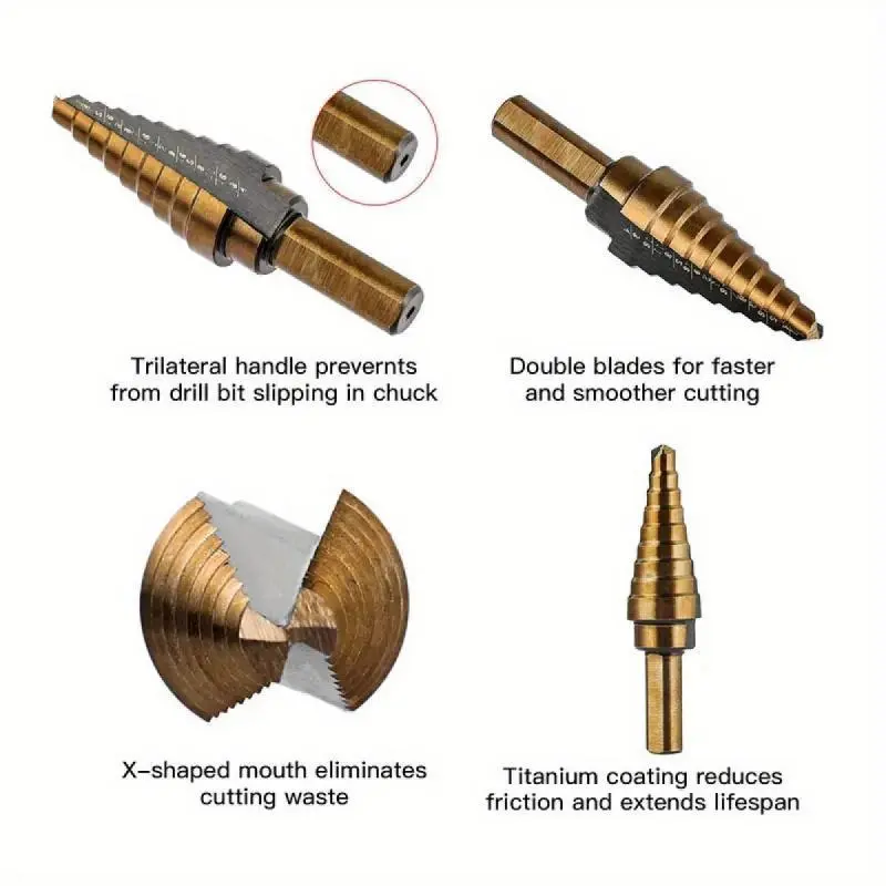 Hss Cobalt Step Drill Bit Set, Multi-hole 50 Size Cobalt Titanium Tapered Drill Bit Core, Aluminum Housing 2