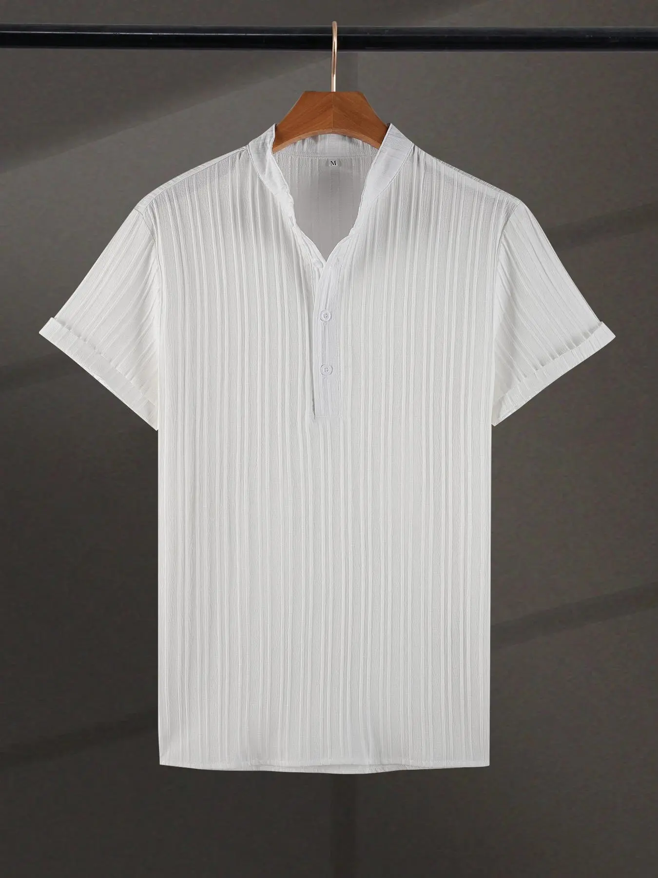 Men's Solid Button Front T-shirt, Regular Fit Casual Short Sleeve Top for All Seasons, Fashion Men's Clothes for Daily Wear