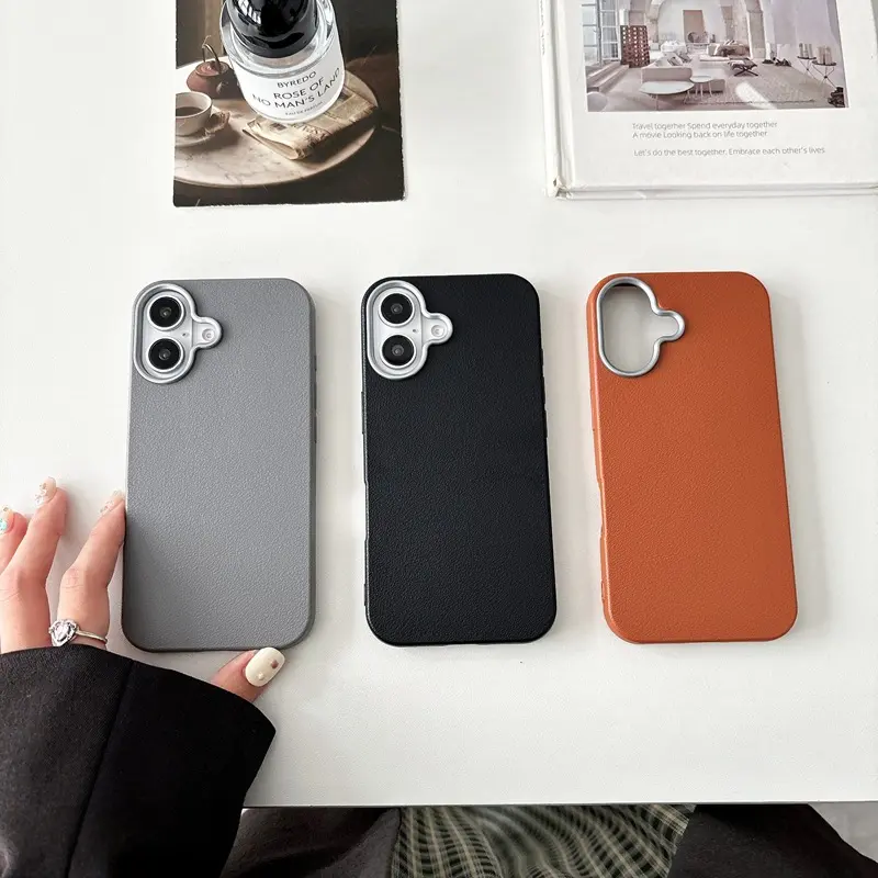 Minimalist Solid Color Case for Apple 15 New iPhone Case iPhone 16 Pro Max Niche High-end Feel 14 Leather Texture 13