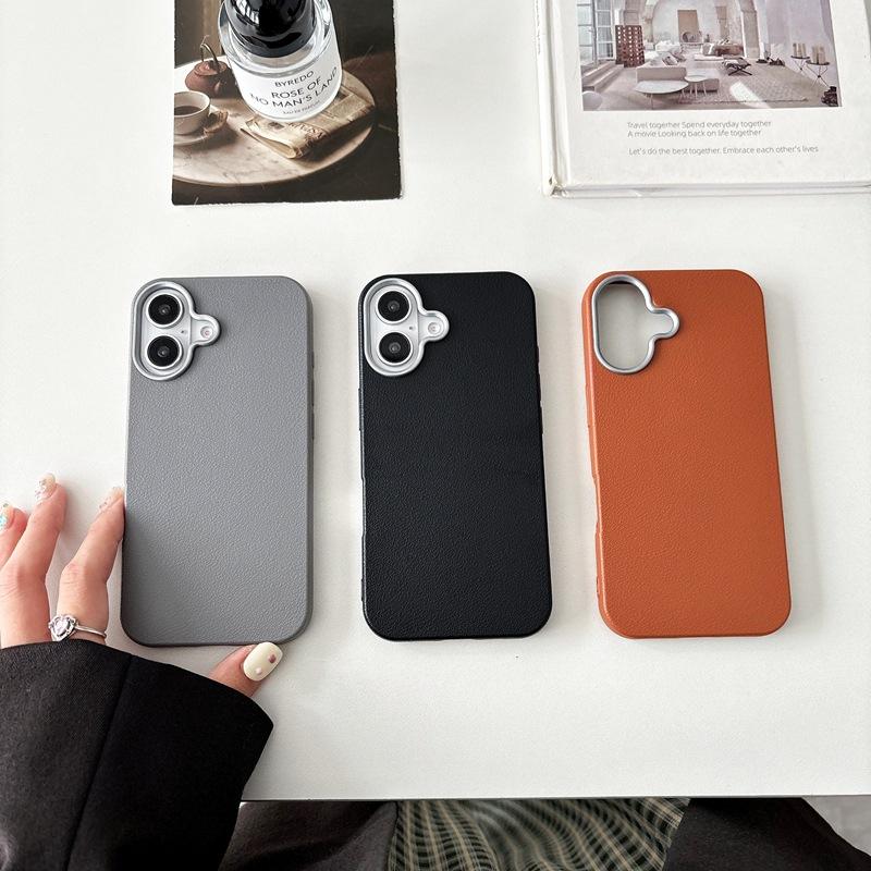 Minimalist Solid Color Case for Apple 15 New iPhone Case iPhone 16 Pro Max Niche High-end Feel 14 Leather Texture 13 1