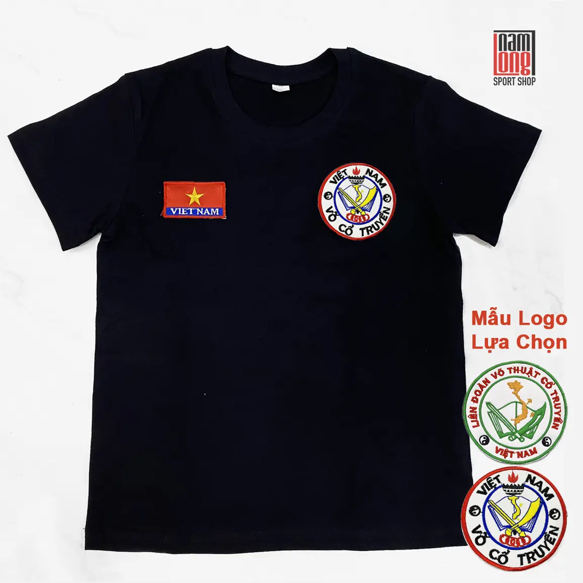 Áo Phông Võ Cổ Truyền Người Lớn Trẻ Em Áo Thun Cotton 100% Dày Co Giãn Nam Long Sport
