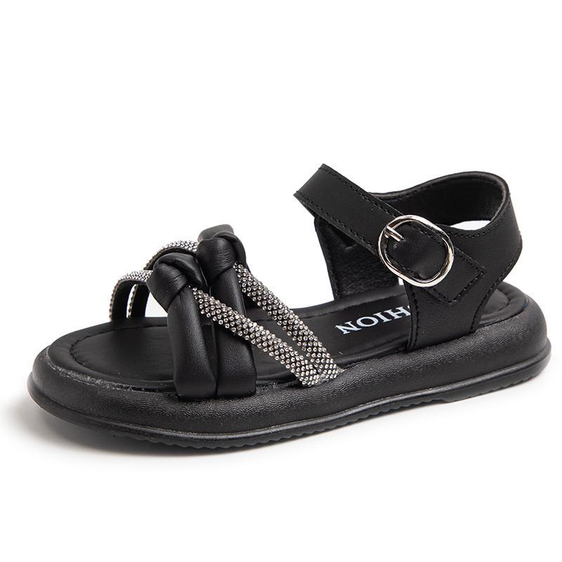 Girls' Minimalist Sandals Chic 2024 New Kids Versatile Princess Sandals for Vacation Girls Rhinestone Fairy Style Beach Shoes 5