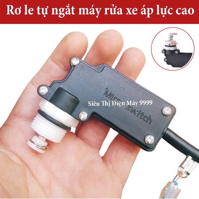 Rơ le tự ngắt máy rửa xe chân ren ngắn M19mm, rơ le máy rửa áp lực chính hãng