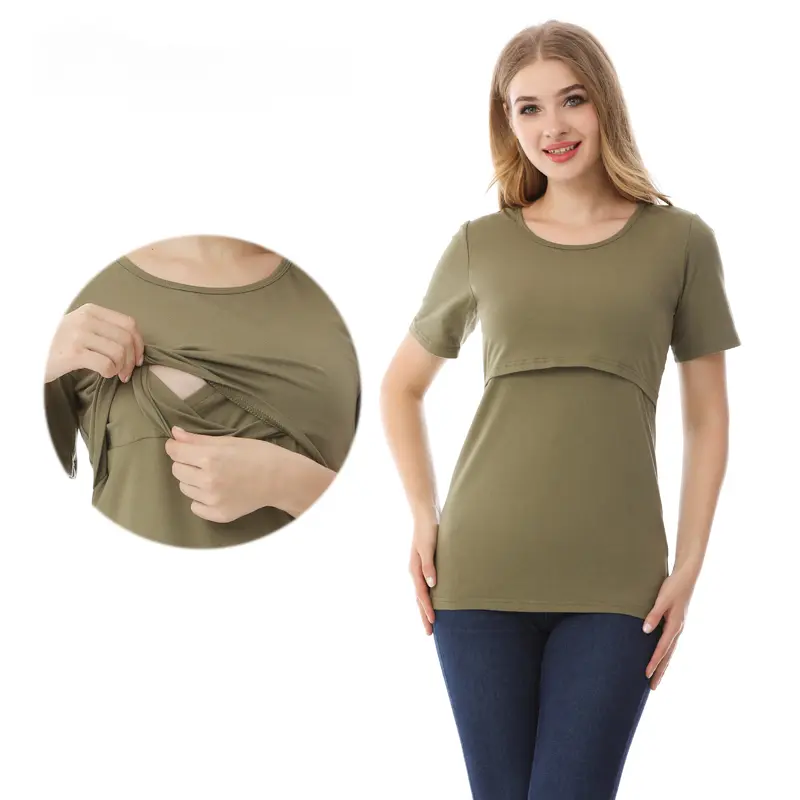 Mommy Nursing T-shirt Maternity Tops Breastfeeding Clothes Short Sleeve Cotton Shirt Lactation Blouse Big Size S-XXL